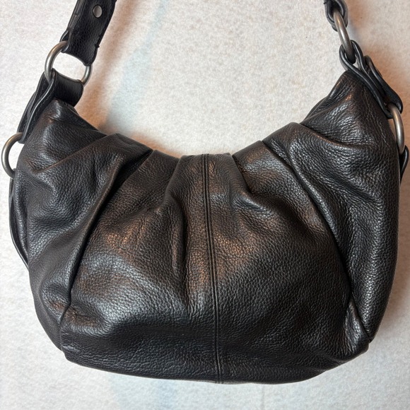 Black Leather Hobo Shoulder Bag Purse Blue Lining Simply Vera Vera Wang - Picture 2 of 8